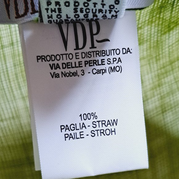 VDP Women's Italian Straw Silk Summer Beach Green Hat - Picture 8 of 15